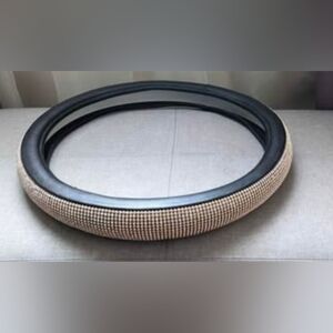 New, Never Used Leather Car Steering Wheel Cover With Crystals. 15'' 38cm PU D.